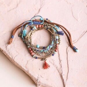 BEACH ESCAPE Turquoise Stackable Suede Bracelet